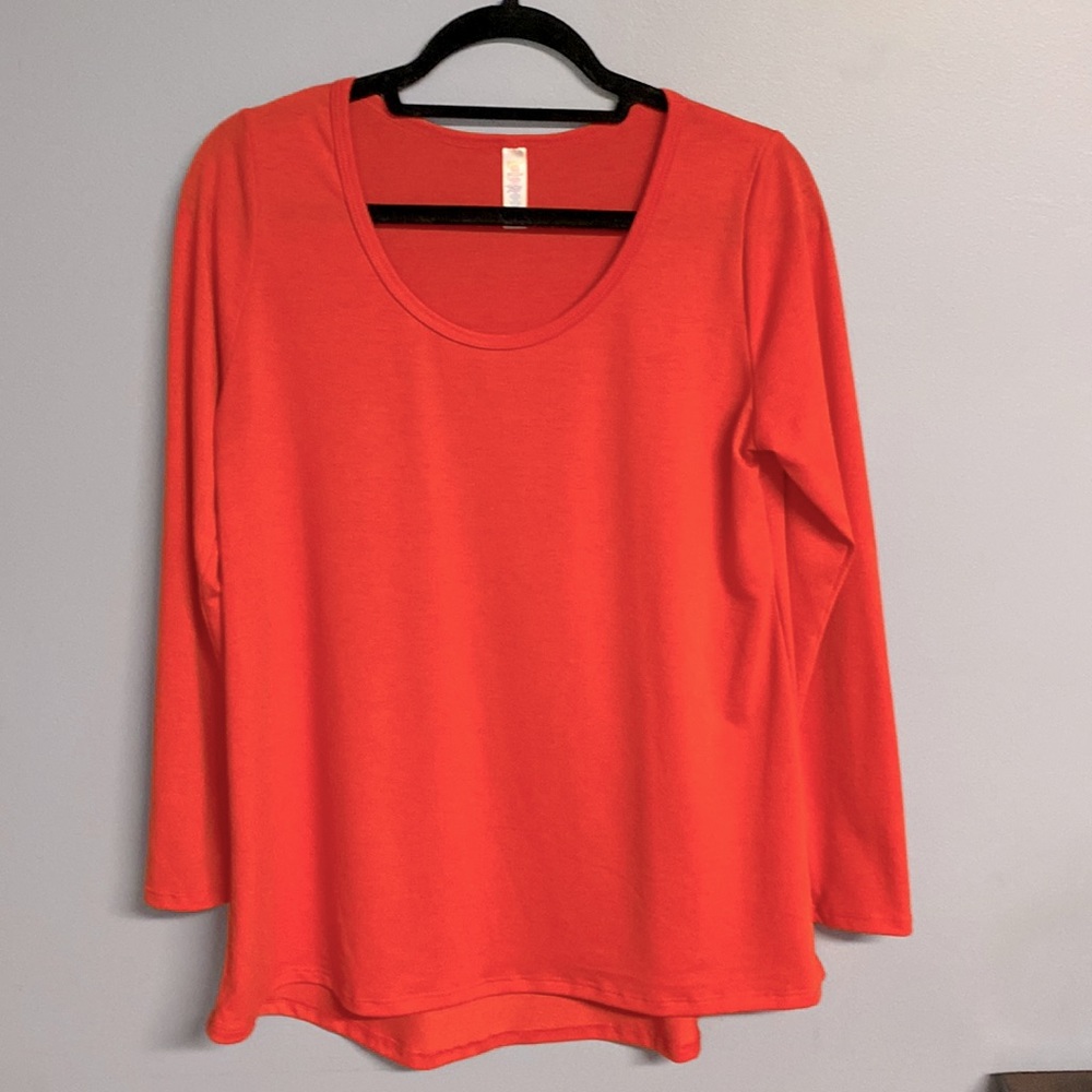 Casual long sleeve scoop neck top.